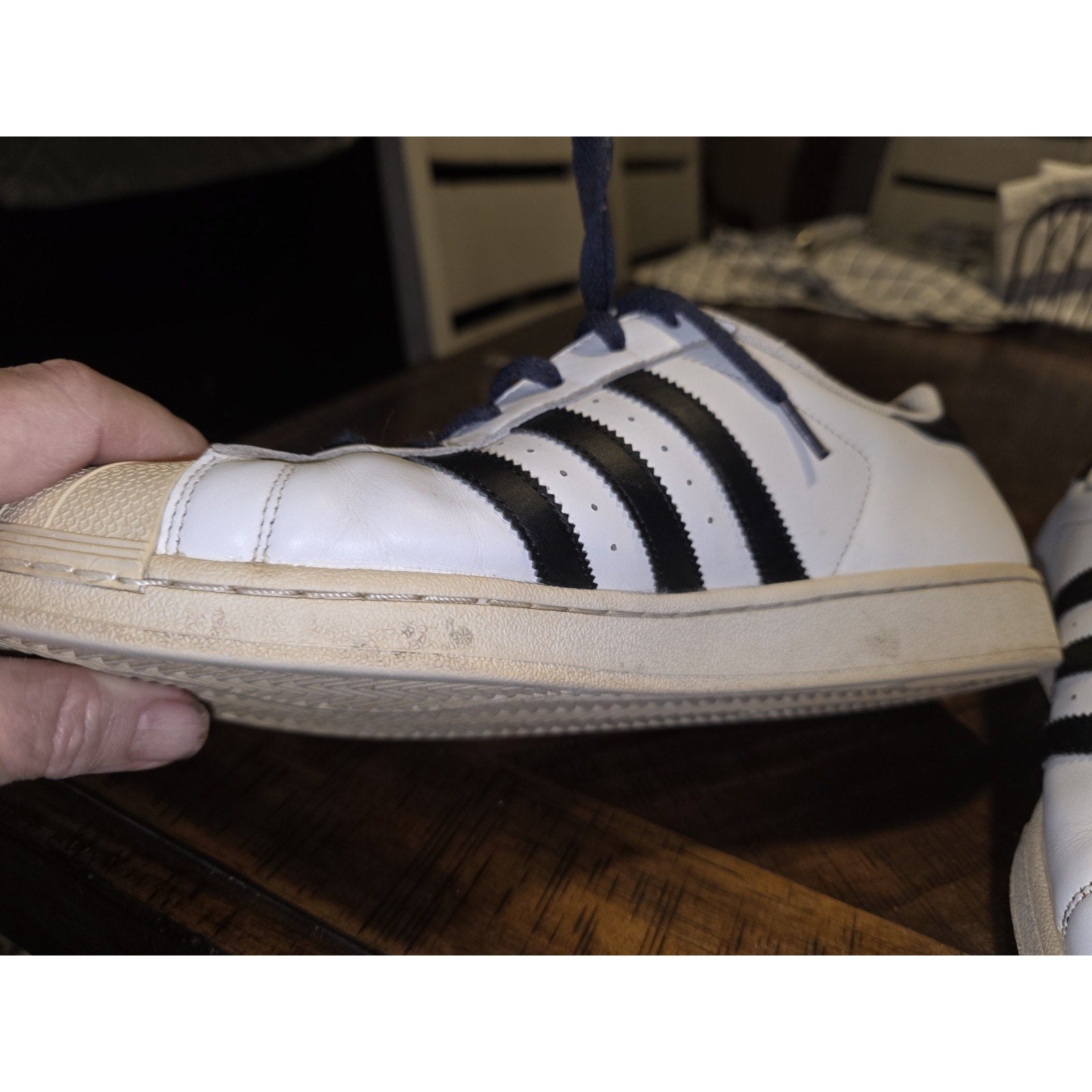 Adidas Mens White Leather Clamshell Shoes Sz 11 PWI 001001 White & Off White
