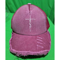 Distressed Faith Trucker Hat Baseball Cap Mesh Back Denim Christian USA