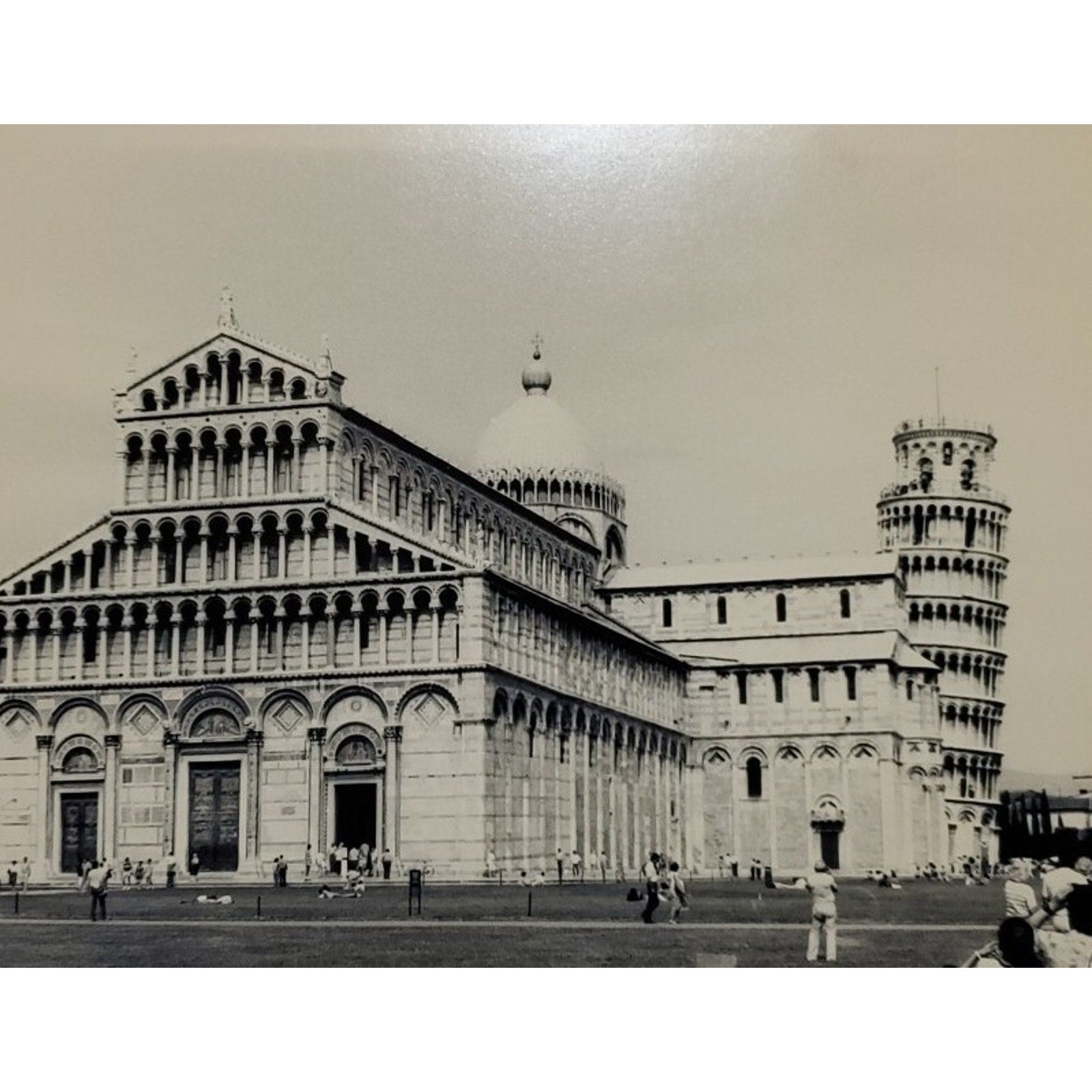 Vintage Pisa Cathedral , Leaning Tower Pisa 1960s Signed Photo Print Matted