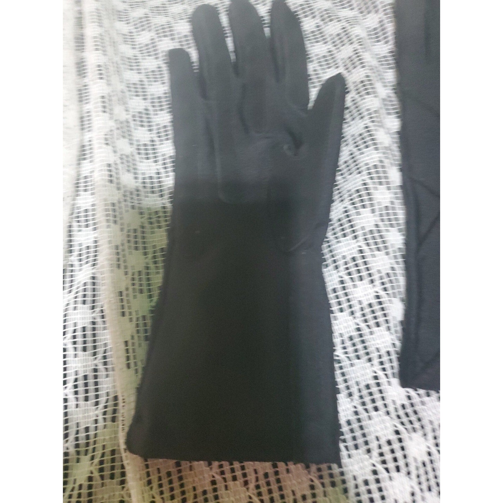 Vintage Womens Nylon Slim Gloves One Size Black Formal Evening Wear