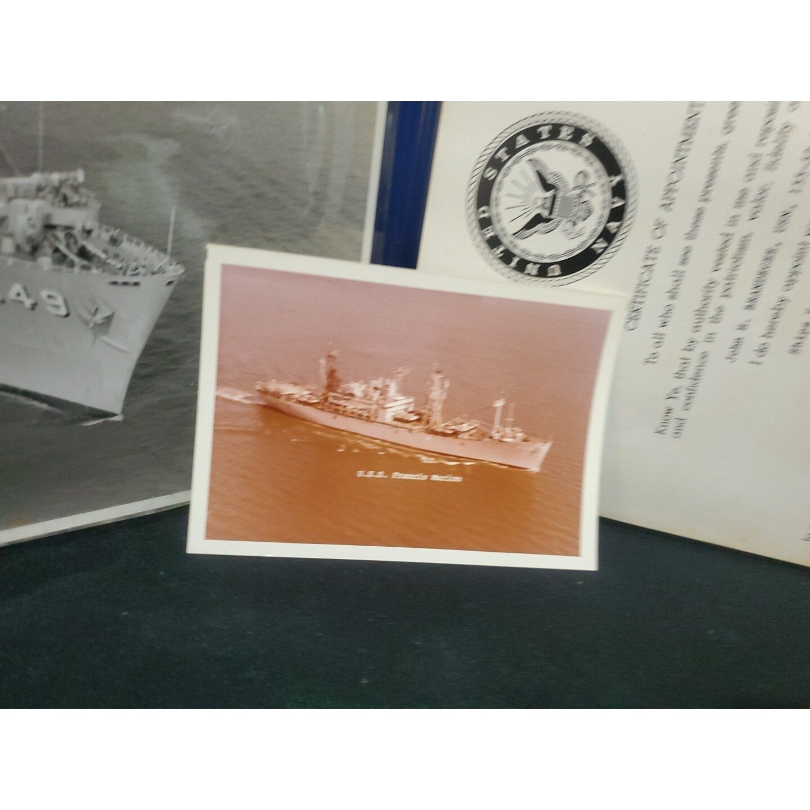 USS Francis Marion LPA-249 APA US Navy Original 8x10 Photo With Cert. Of Appt.