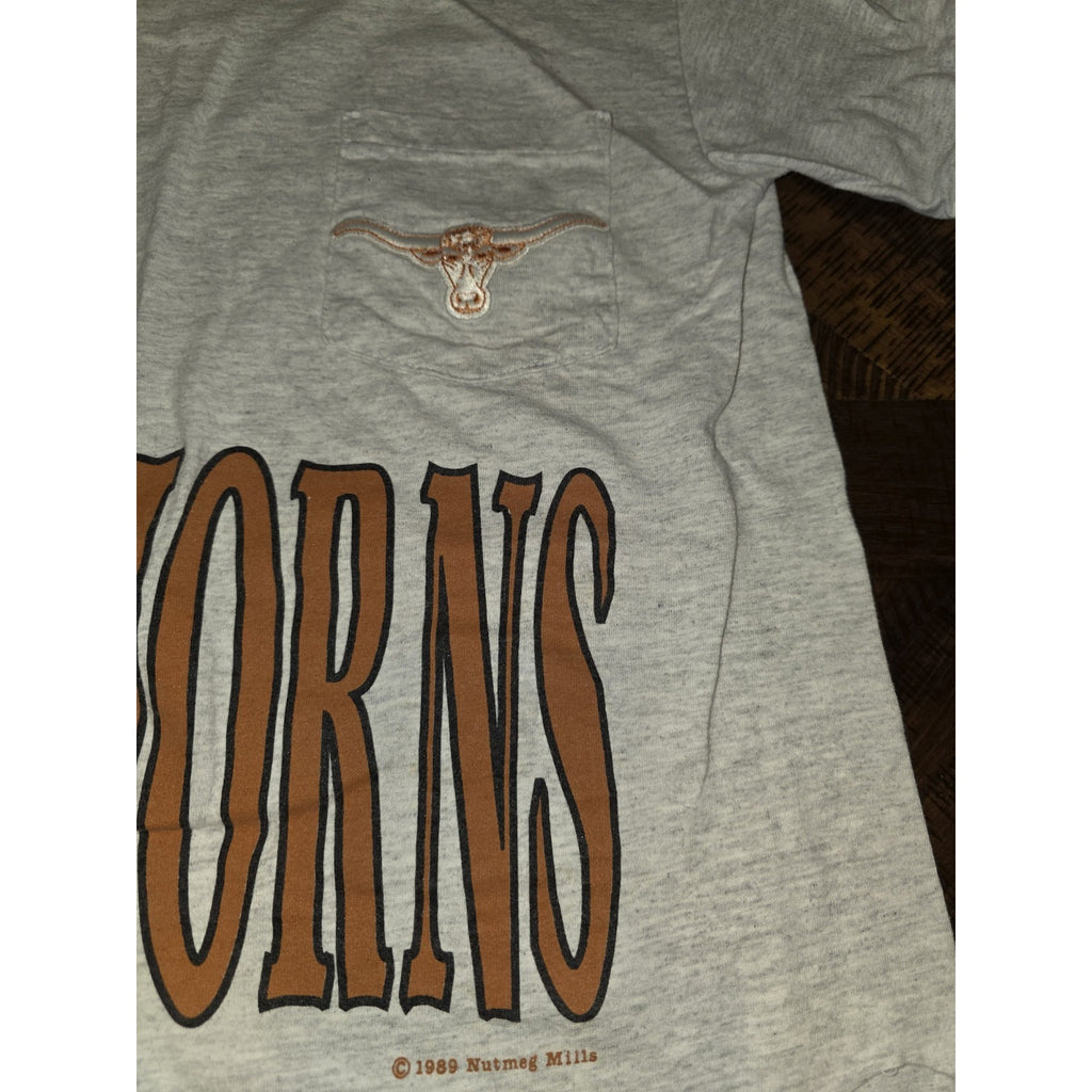 Vintage Texas Longhorns Pocket T shirt 1980’s M Single Stitch Nutmeg Made USA