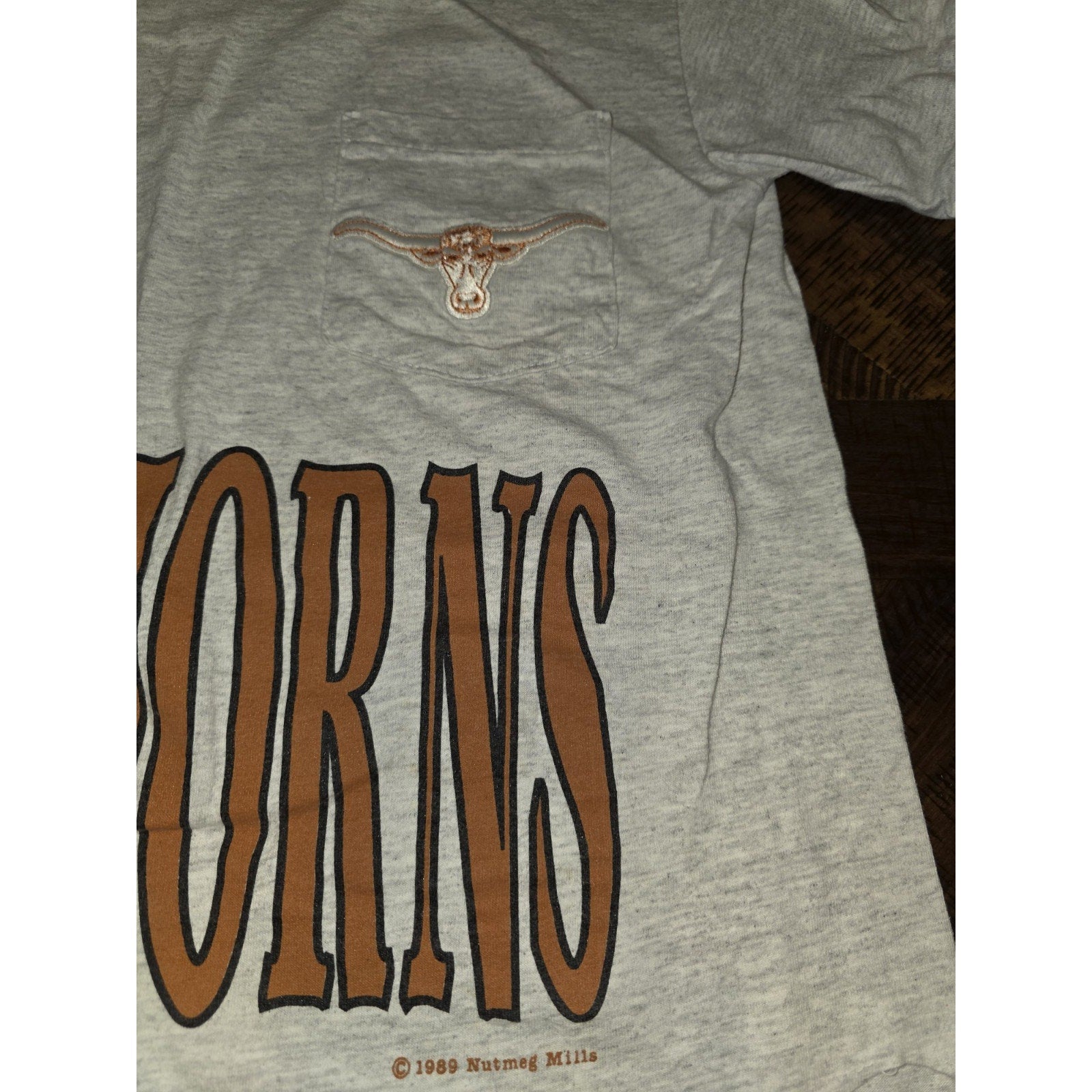 Vintage Texas Longhorns Pocket T shirt 1980’s M Single Stitch Nutmeg Made USA