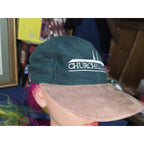 Vtg Churchill Downs Hat Green Suede Brim Snapback Kentucky Derby Horse Racing