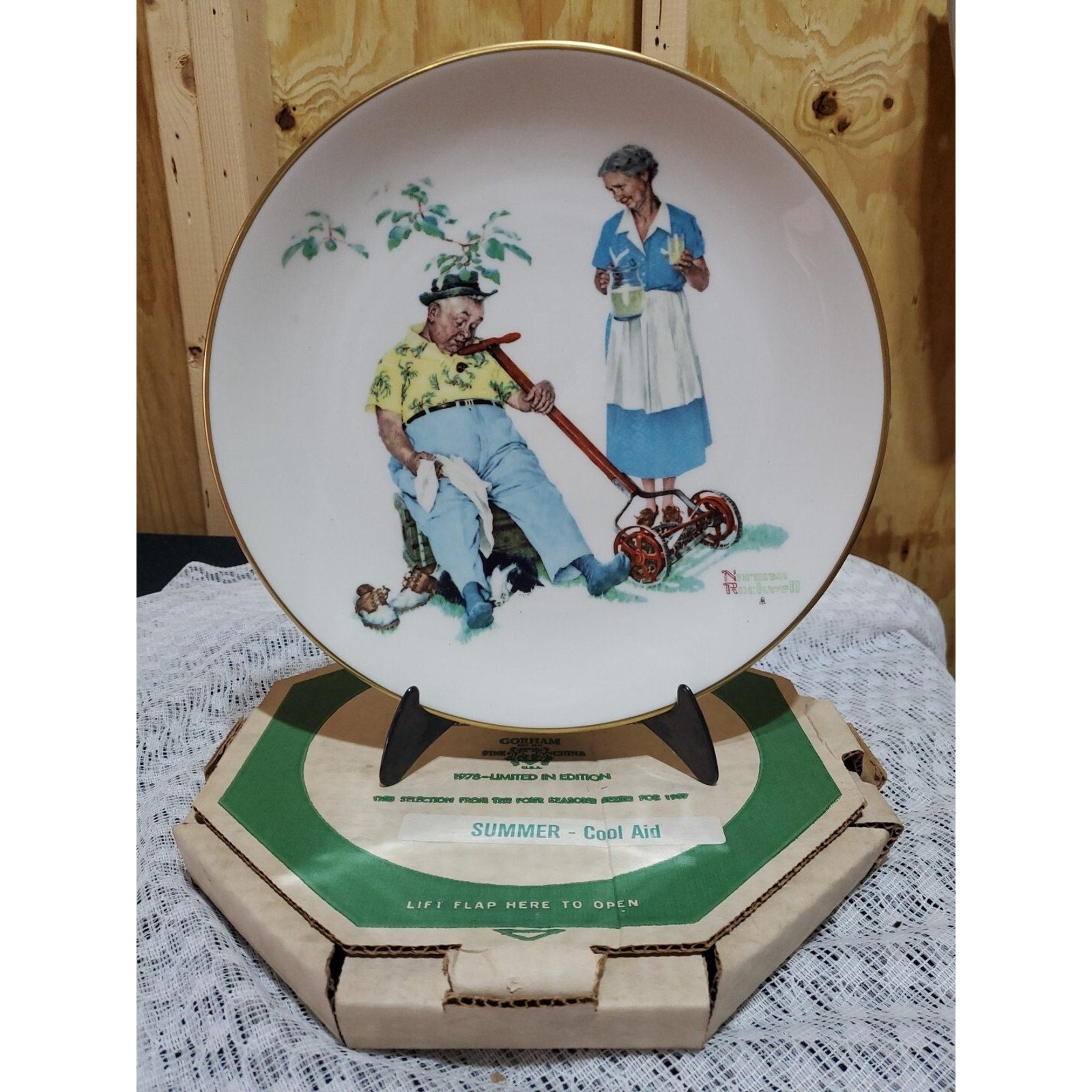 Norman Rockwell "Summer - Cool Aid" Fine China Collector Plate W/Box