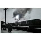 Vintage Rare 1950"s Photo Korean War intelligence Officer W/ Burning Train ORIG