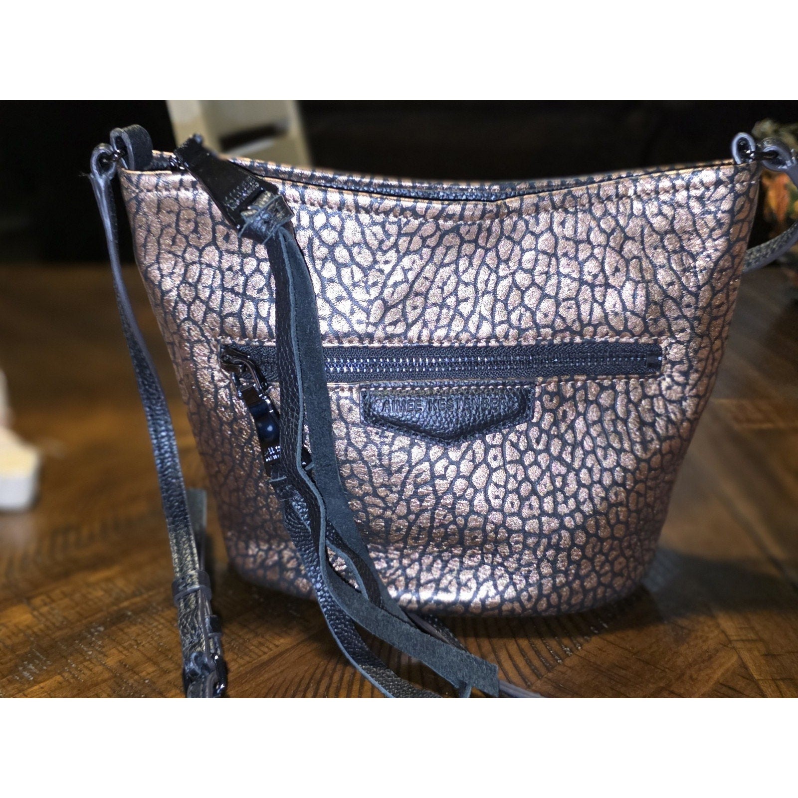 Aimee Kestenberg Tamitha Leather Crossbody Bag - Bronze Python Metallic - A2823