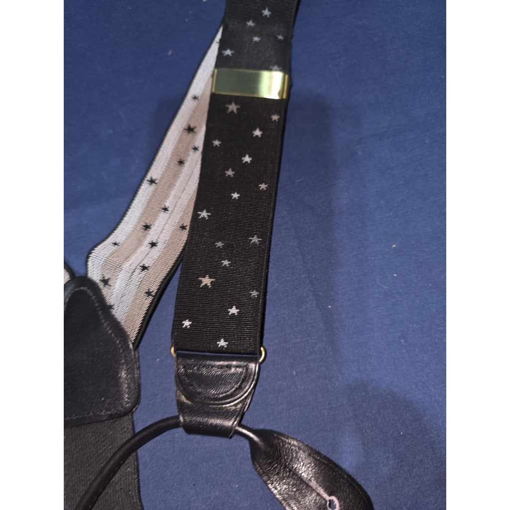 Perry Ellis Portfolio Black & Stars USA Leather Adjustable Button