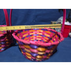 VTG Lot of 2 Mini Woven Easter Basket Pink Pastel Handle Spring Candy Holder