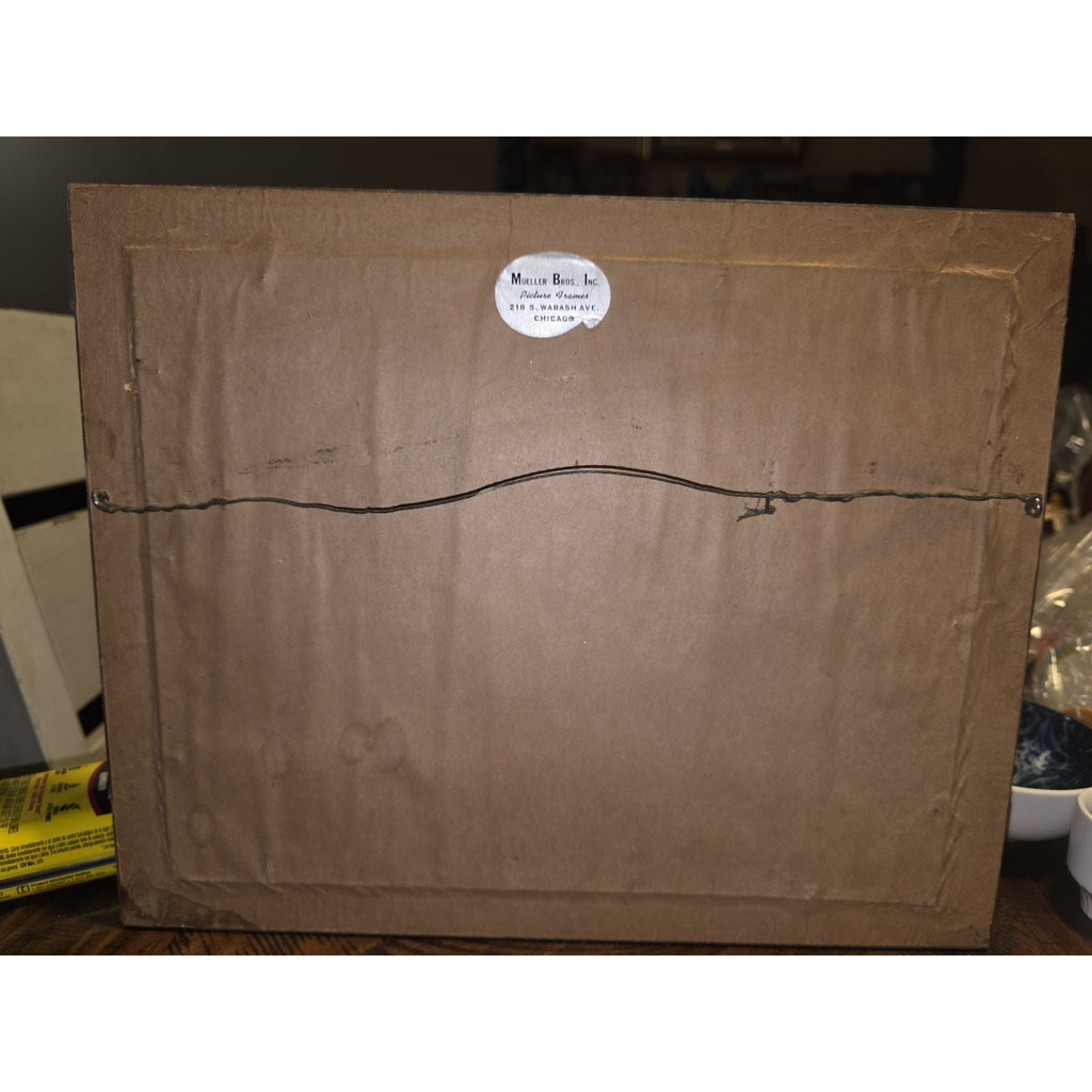 Vintage Needlepoint Framed Art Windmill Scene Dutch