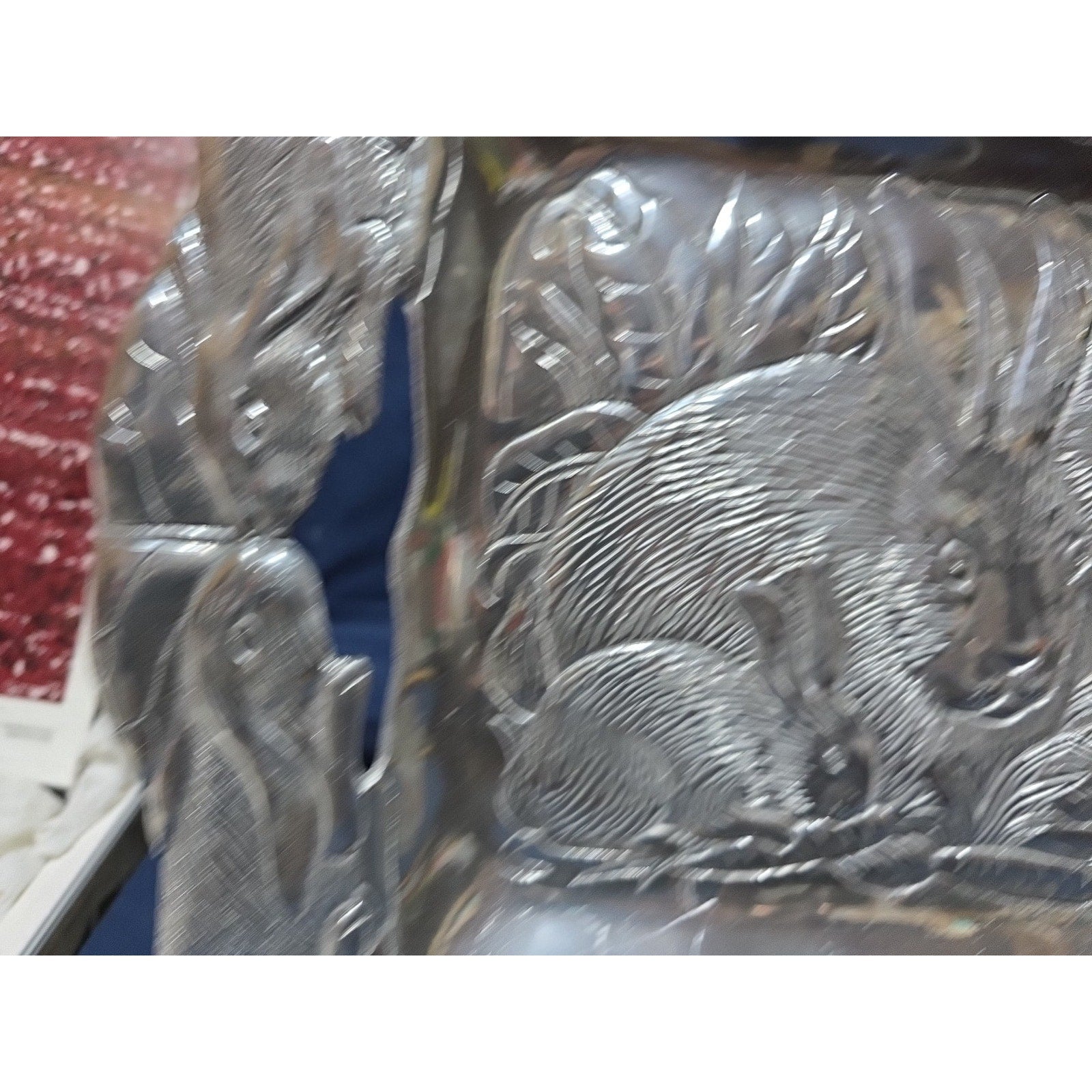 Arthur Court Embossed Bunny Rabbit Tray Platter 18.25 x 13.5 in Aluminum 1985
