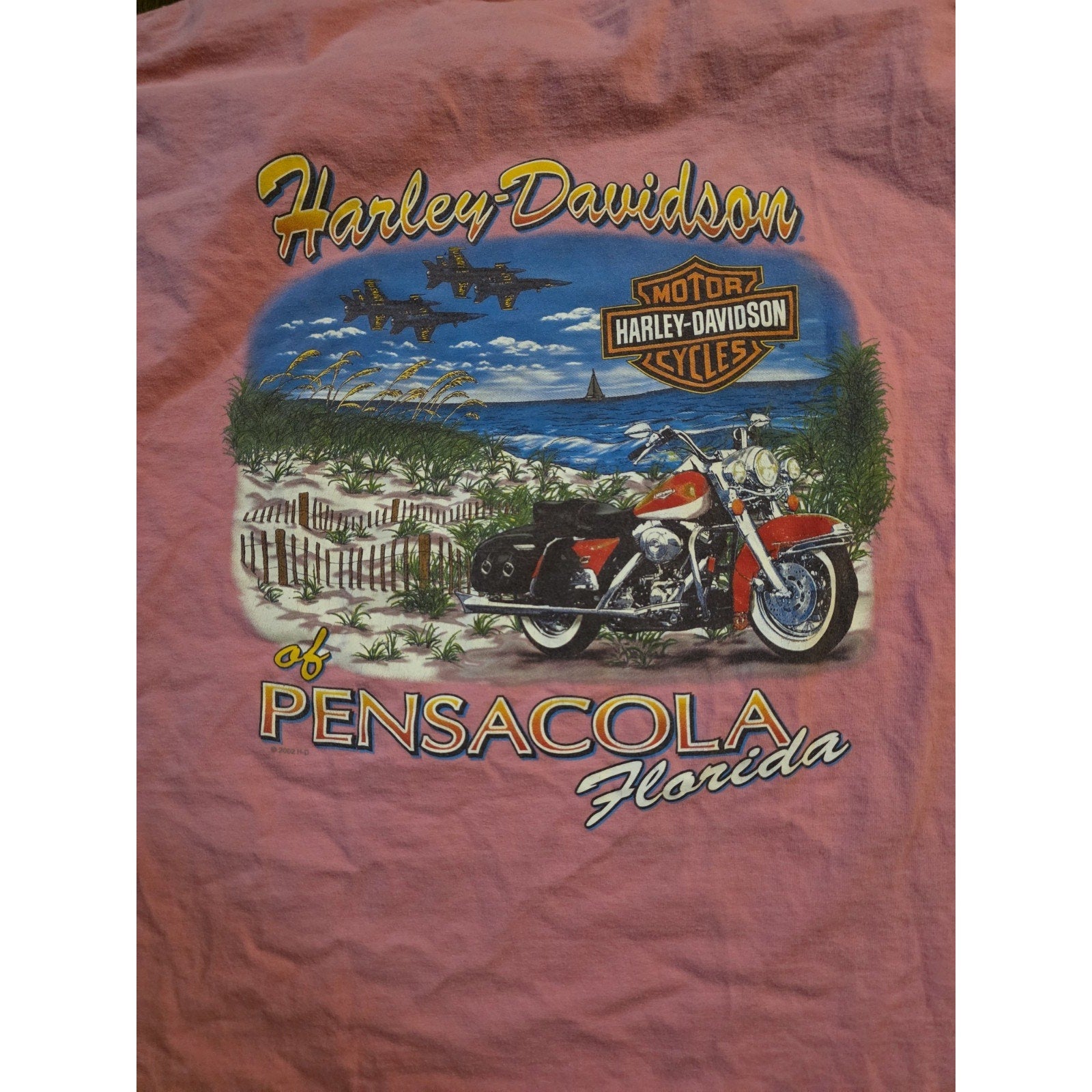 Vtg Harley Davidson Pink T Shirt Pensicola FL Womens Size XL 46-48