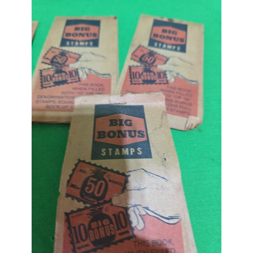 VTG Lot Big Bonus Savings Stamp Books With Stamps VTG 1960"s Houston TX