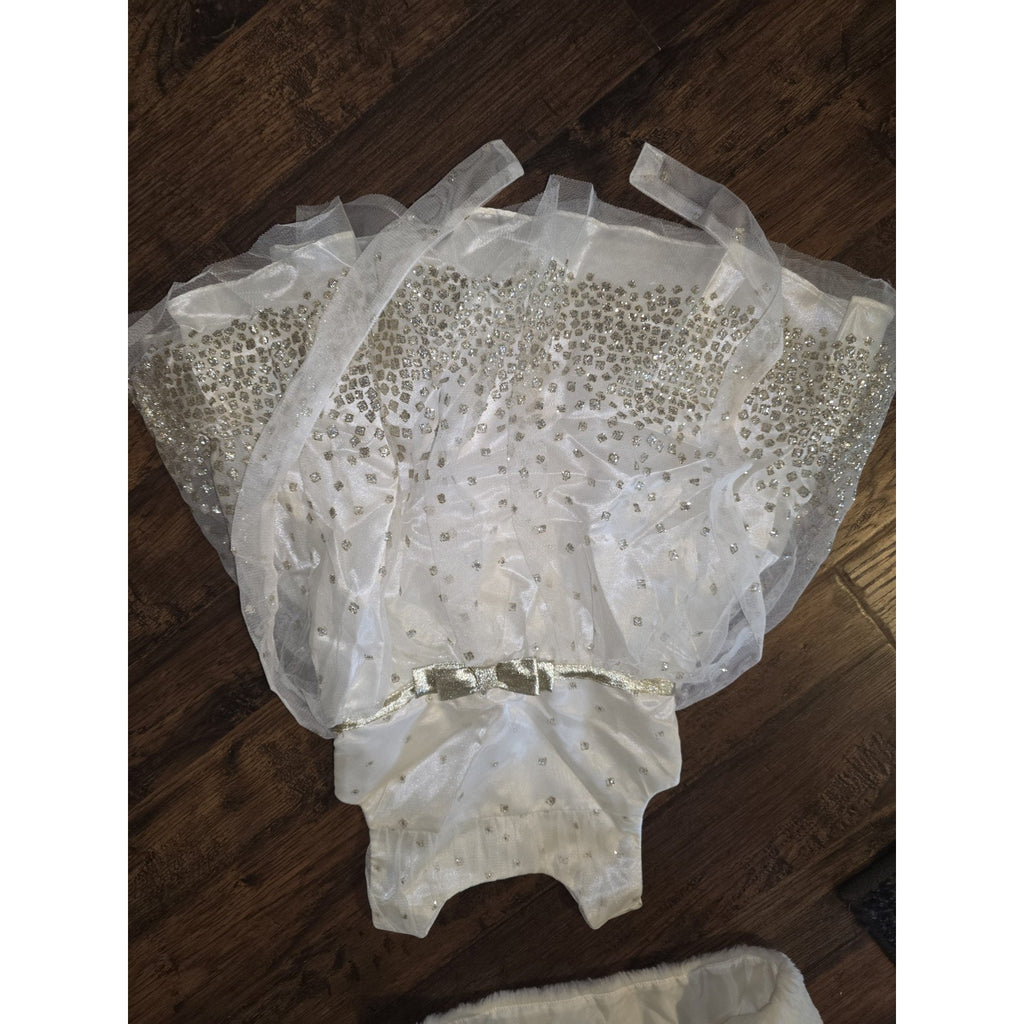 JONA MICHELLE Sleeveless Girl's Party Dress Size 4T White & Gold W/Shrug