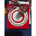 Spode Vintage Round Christmas Tree Porcelain Ornament 2000 Plaid Bow In Box