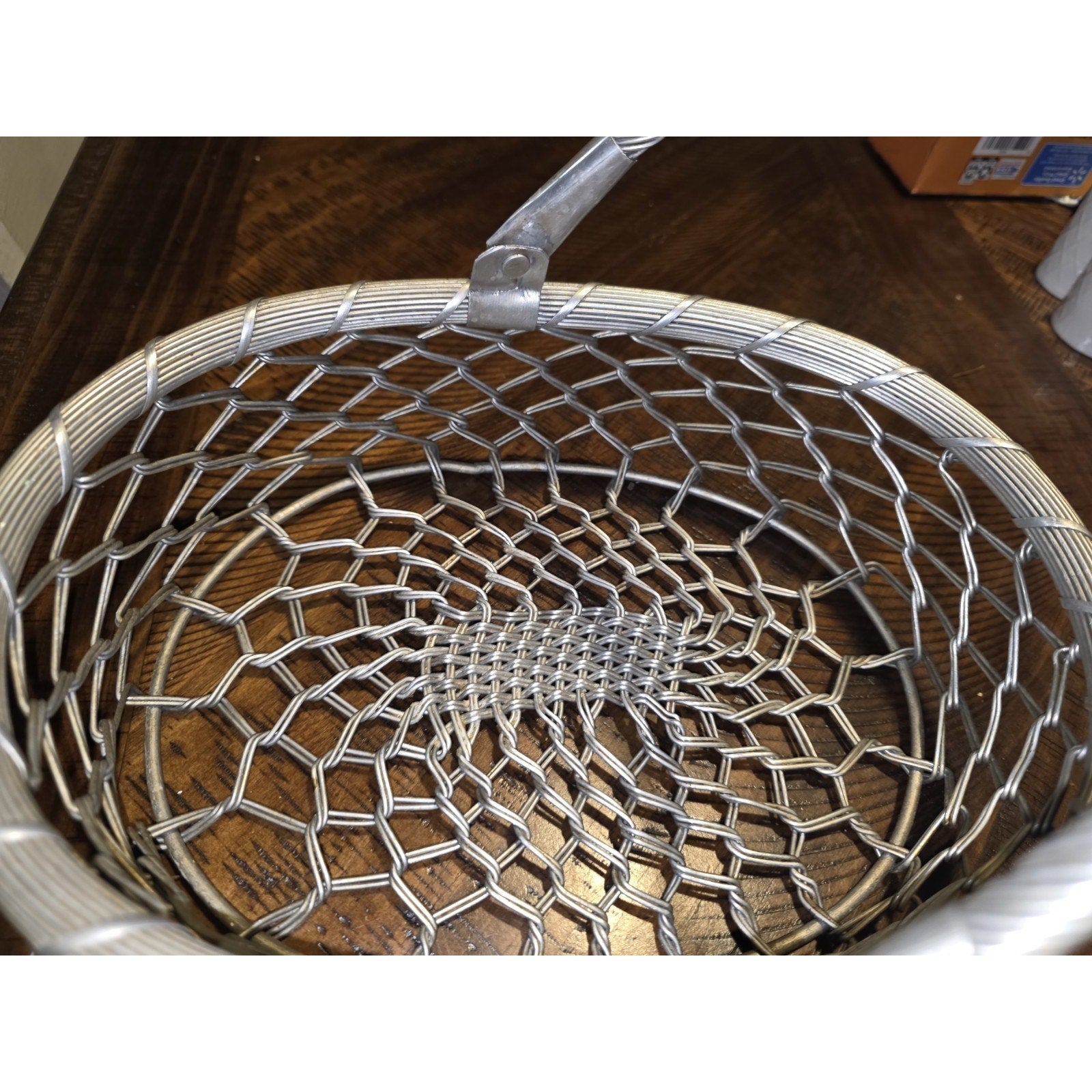 Vintage French Heavy Wire Basket Alluminum 11x8x3