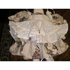 Vintage Handmade 14" Fabric Rag Doll With Long Brown Yarn Hair