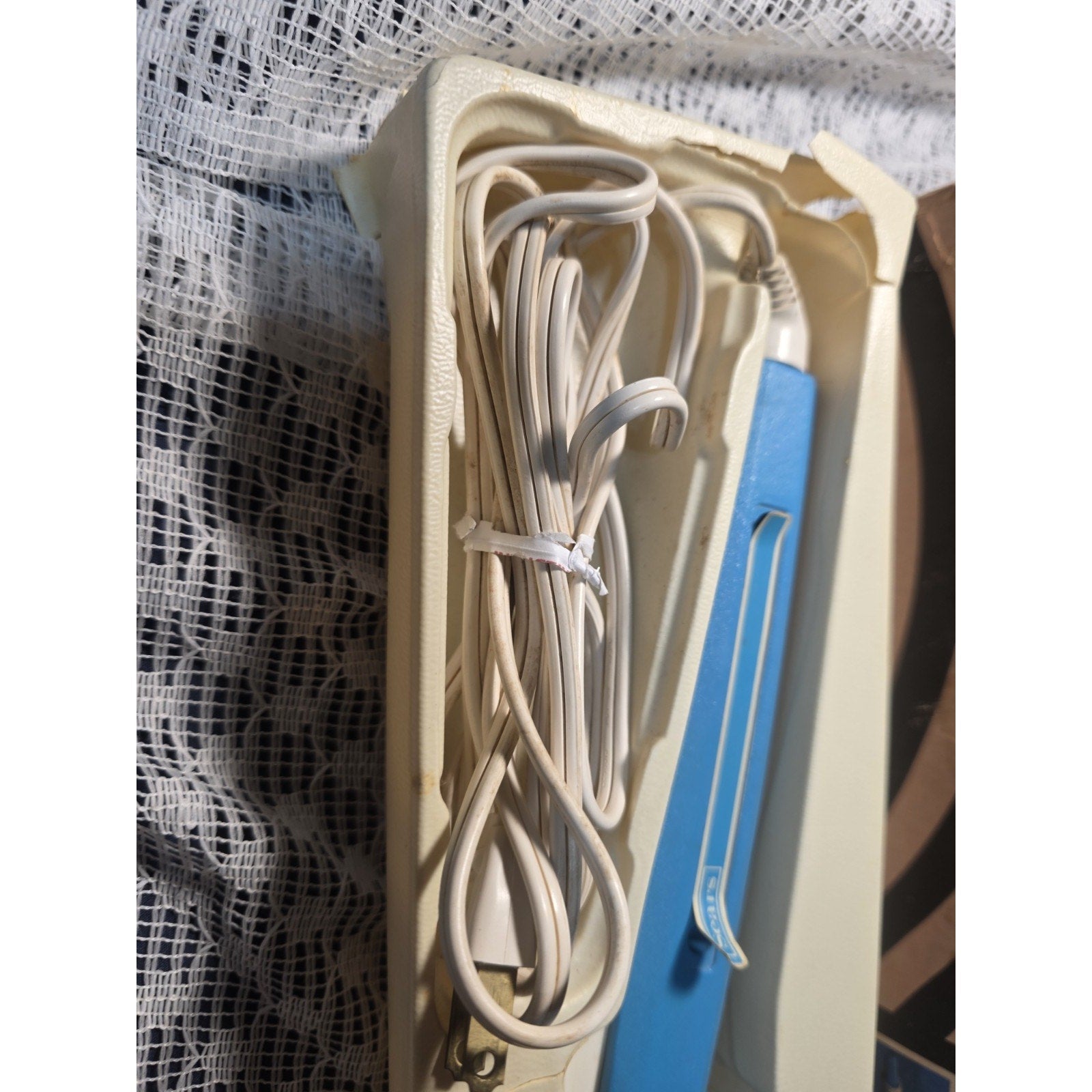 Vintage Sears Mist Curling Iron Style Mc-2 White And Blue Works Tested