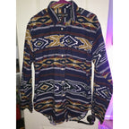 Vintage Lawton Harbor L Aztec Print Button Down Flannel Southwestern