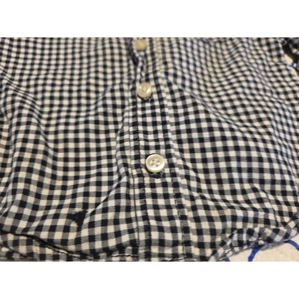 Carters Boys Size 3 Months Black & White CheckPlaid Button Up Long Sleeve Shirt