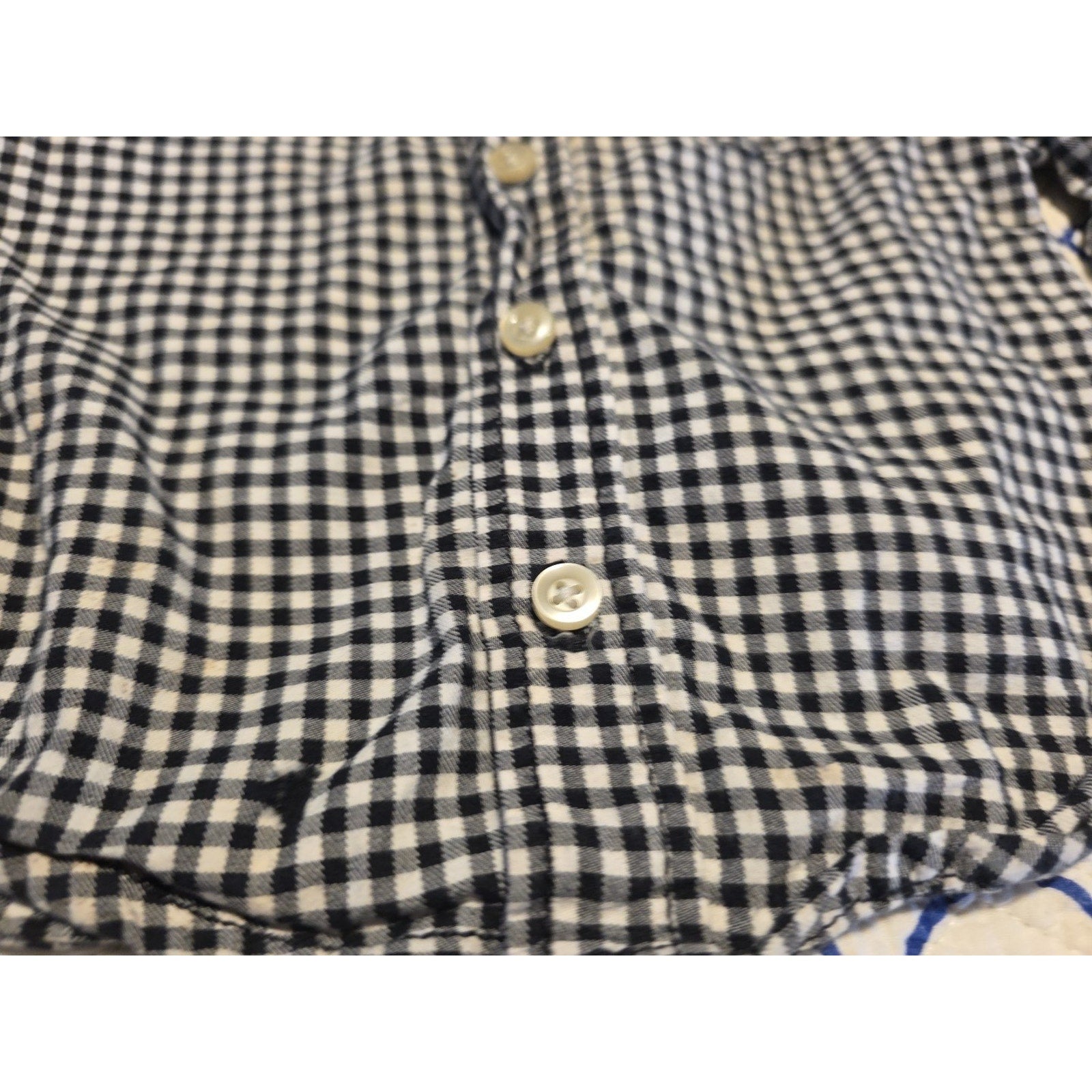 Carters Boys Size 3 Months Black & White CheckPlaid Button Up Long Sleeve Shirt
