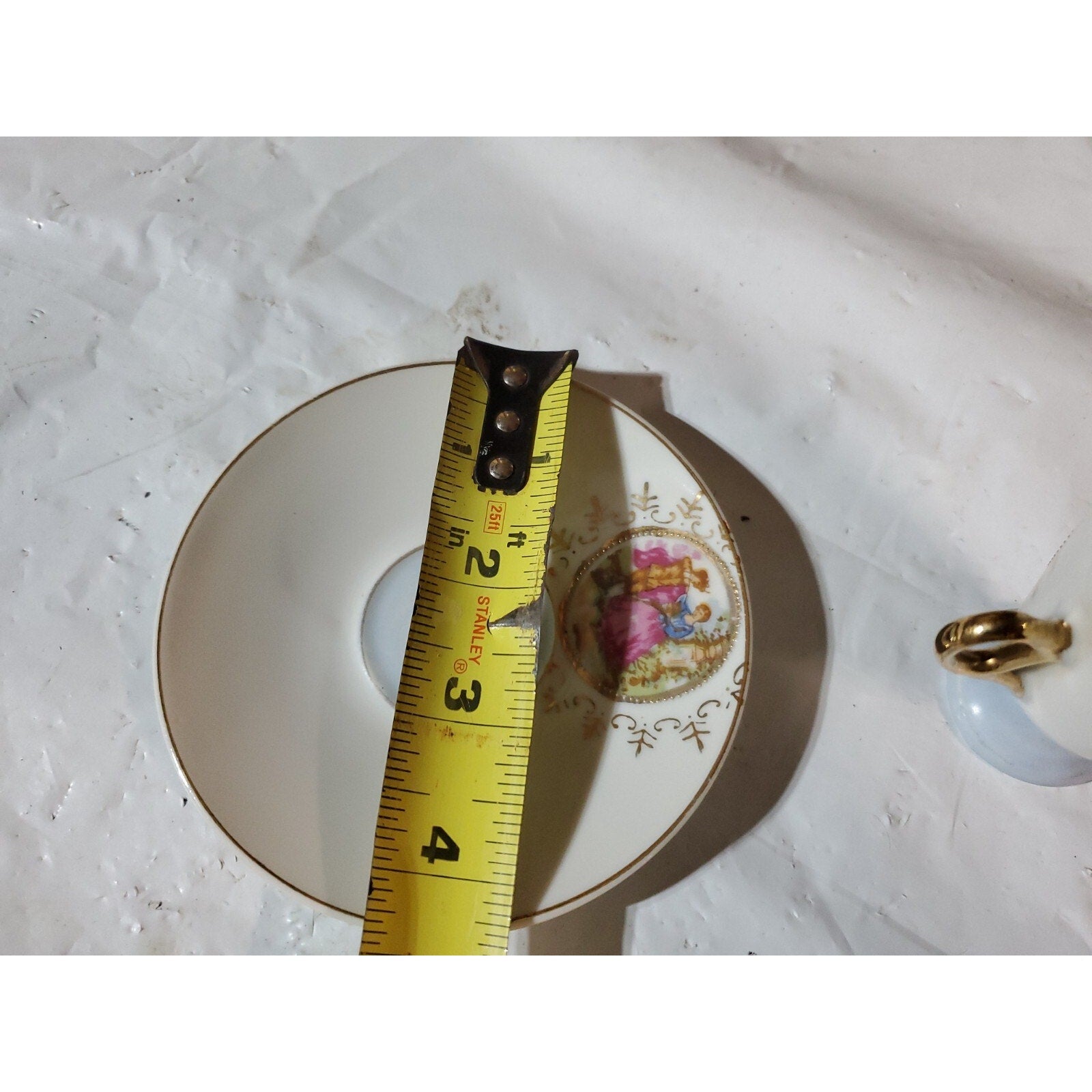Vintage Japanese Miniature ,Victorian scene,coffee cup and saucer