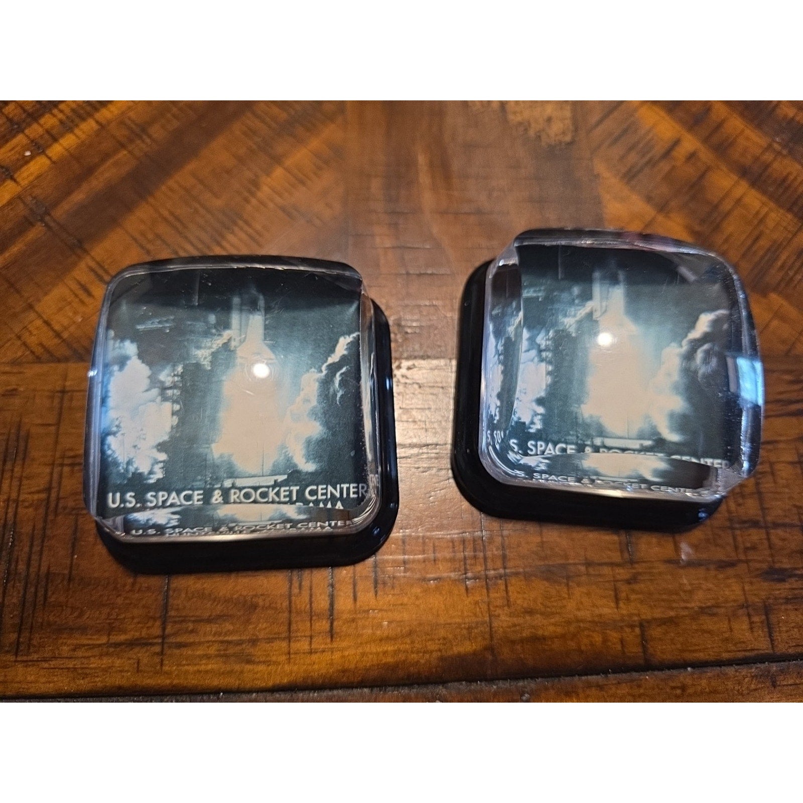 NASA US Space and Rocket Center Huntsville Alabama Pair Of Paper Weights