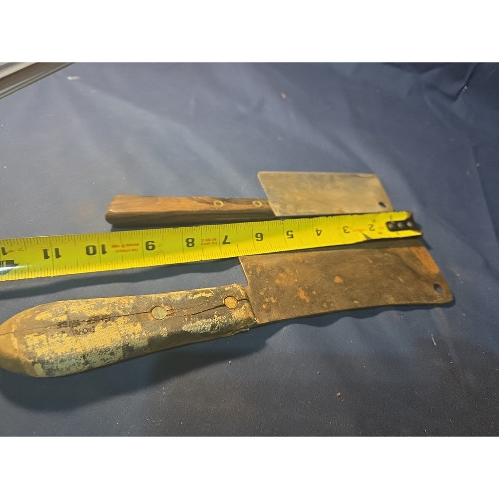 Vintage Wood Handle Meat Cleavers Blacksmith Lot of 2 For Parts Or Repair
