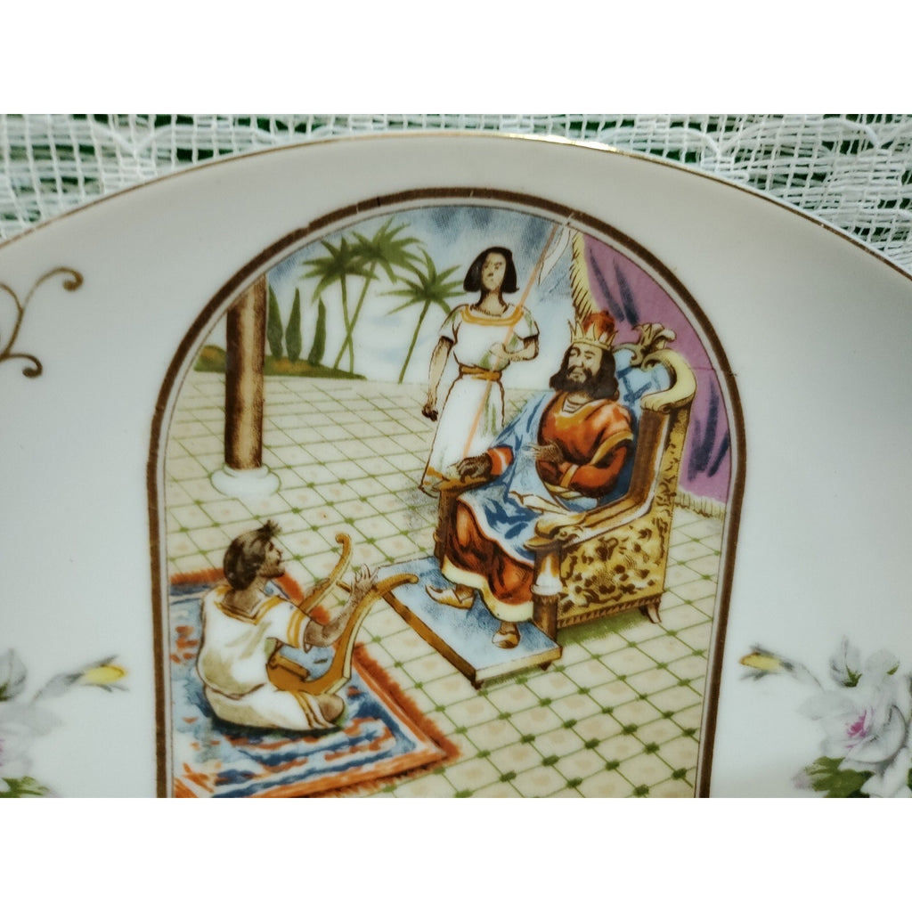 Vintage Ucagco Porcelain Twenty-Third Psalm wall plate 10 1/4” Christian Bible