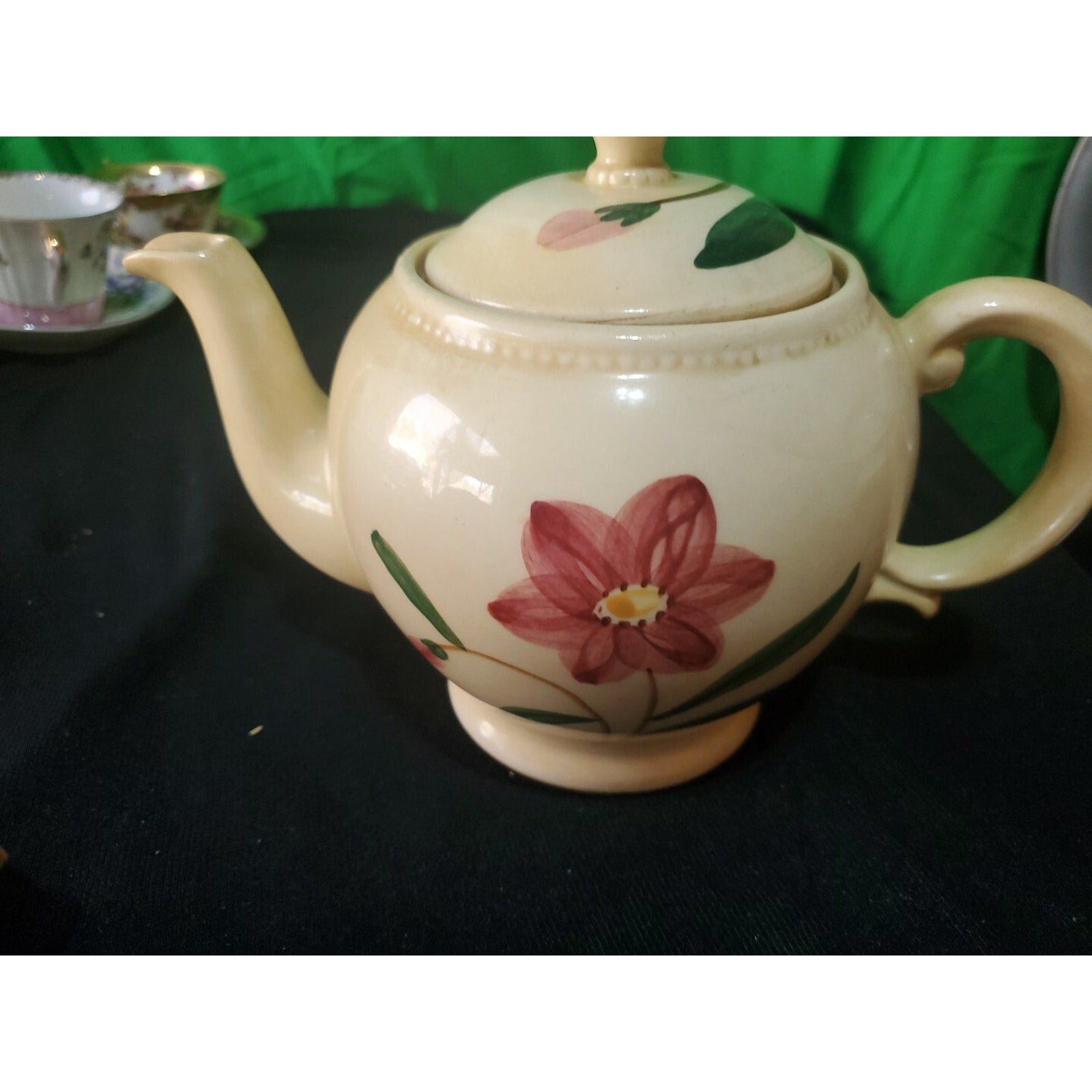 Vintage SHAWNEE POTTERY Hand Painted Ceramic Teapot Floral Motif USA
