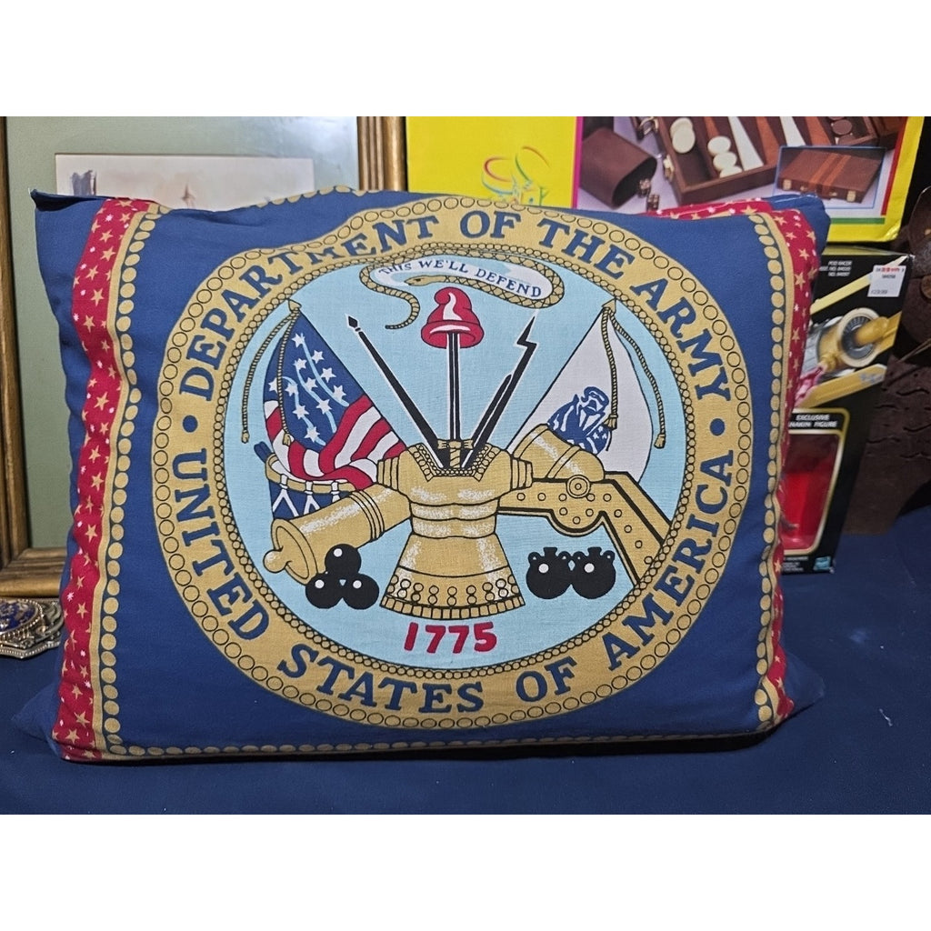 Vtg Handmade Pillow US Army Patriotic Americana Decor 16"x12" Office Man Cave