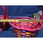 VTG Lot of 2 Mini Woven Easter Basket Pink Pastel Handle Spring Candy Holder