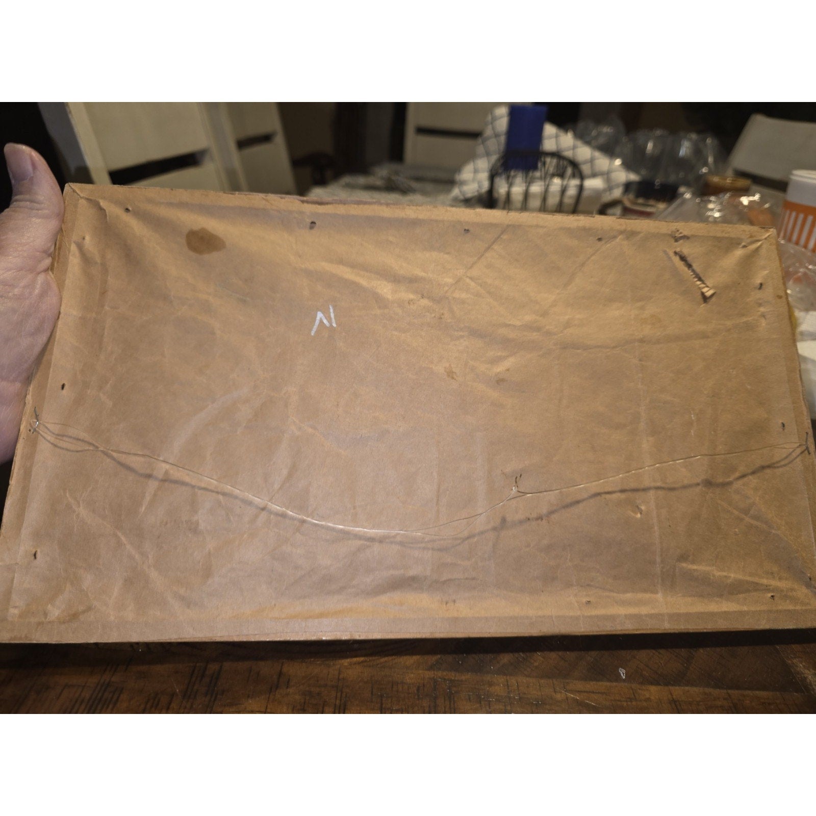 Vintage African Banana Leaf Mosaic Art Framed Zebra Folk Art Mid Century Kenya