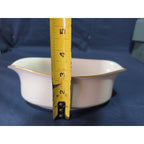White Oval Gravy Boat with Gold Trim Made in Sri Lanka Hand Wash Recommended