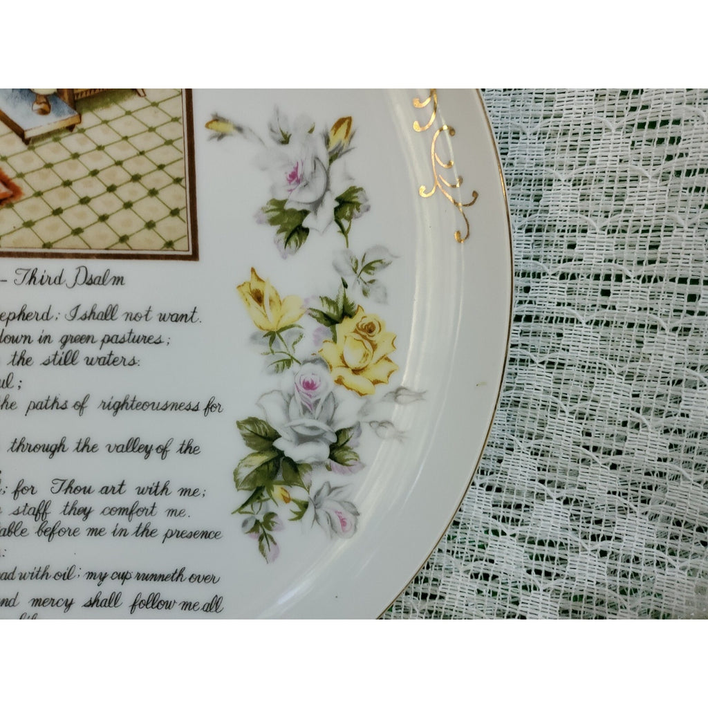 Vintage Ucagco Porcelain Twenty-Third Psalm wall plate 10 1/4” Christian Bible