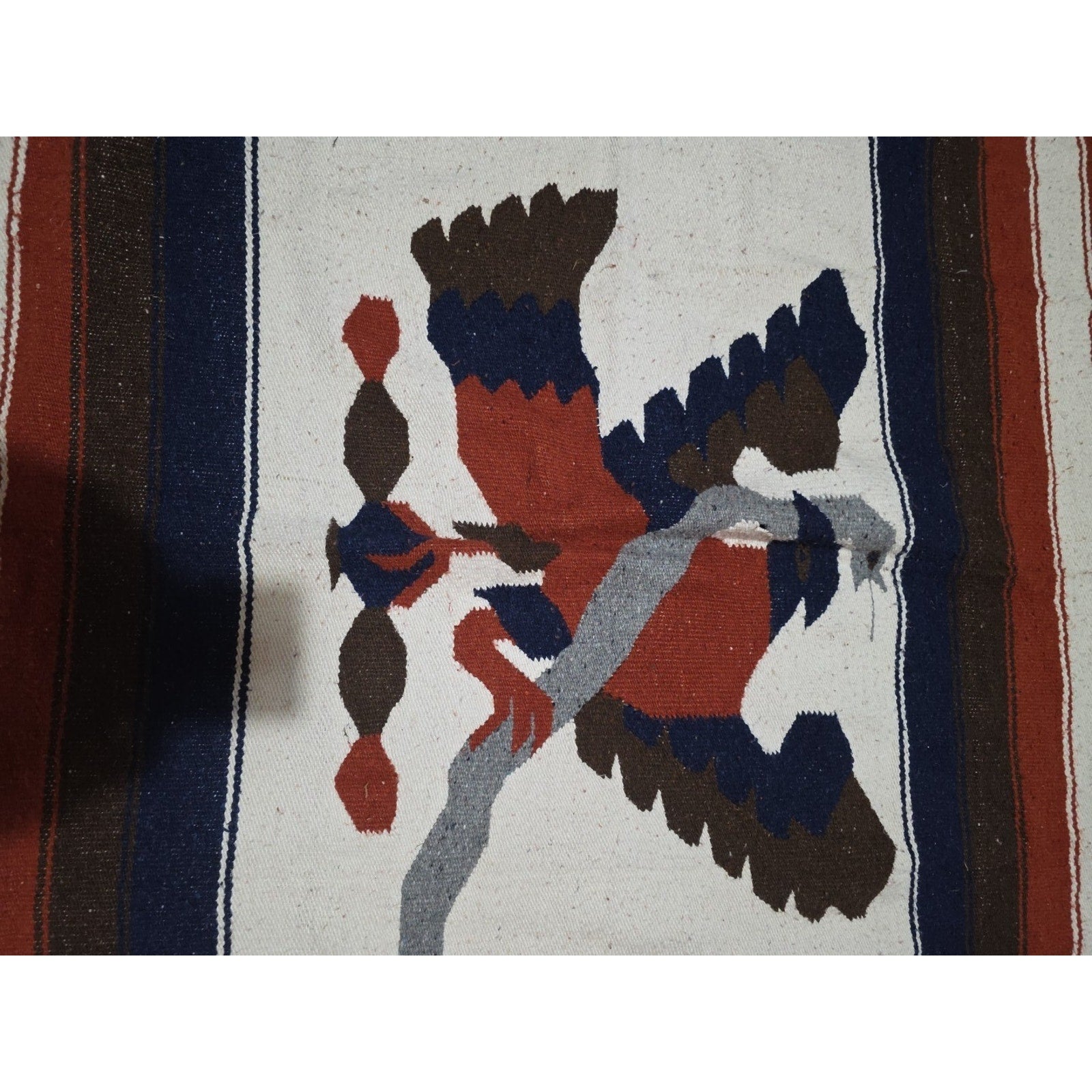 VTG Mexican Serape Saltillo Woven Blanket 80x48 Thunderbird with Snake Free Ship