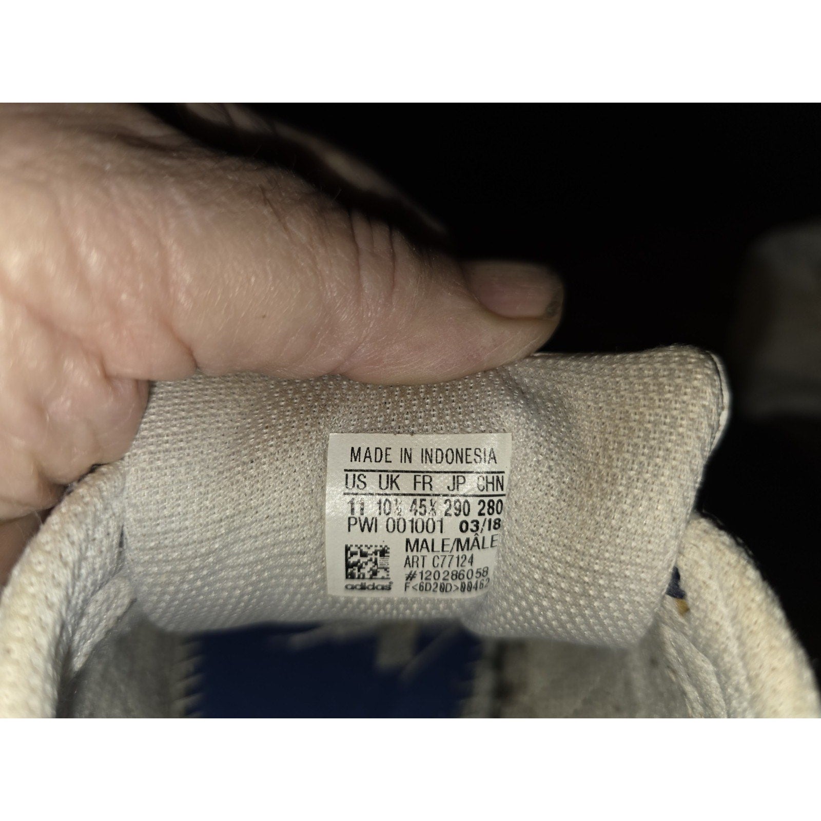 Adidas Mens White Leather Clamshell Shoes Sz 11 PWI 001001 White & Off White