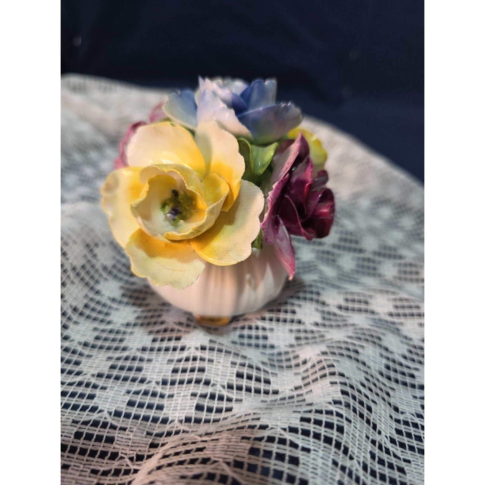 Vintage Jon Anton English Bone China Floral Basket Hand Painted Made in England