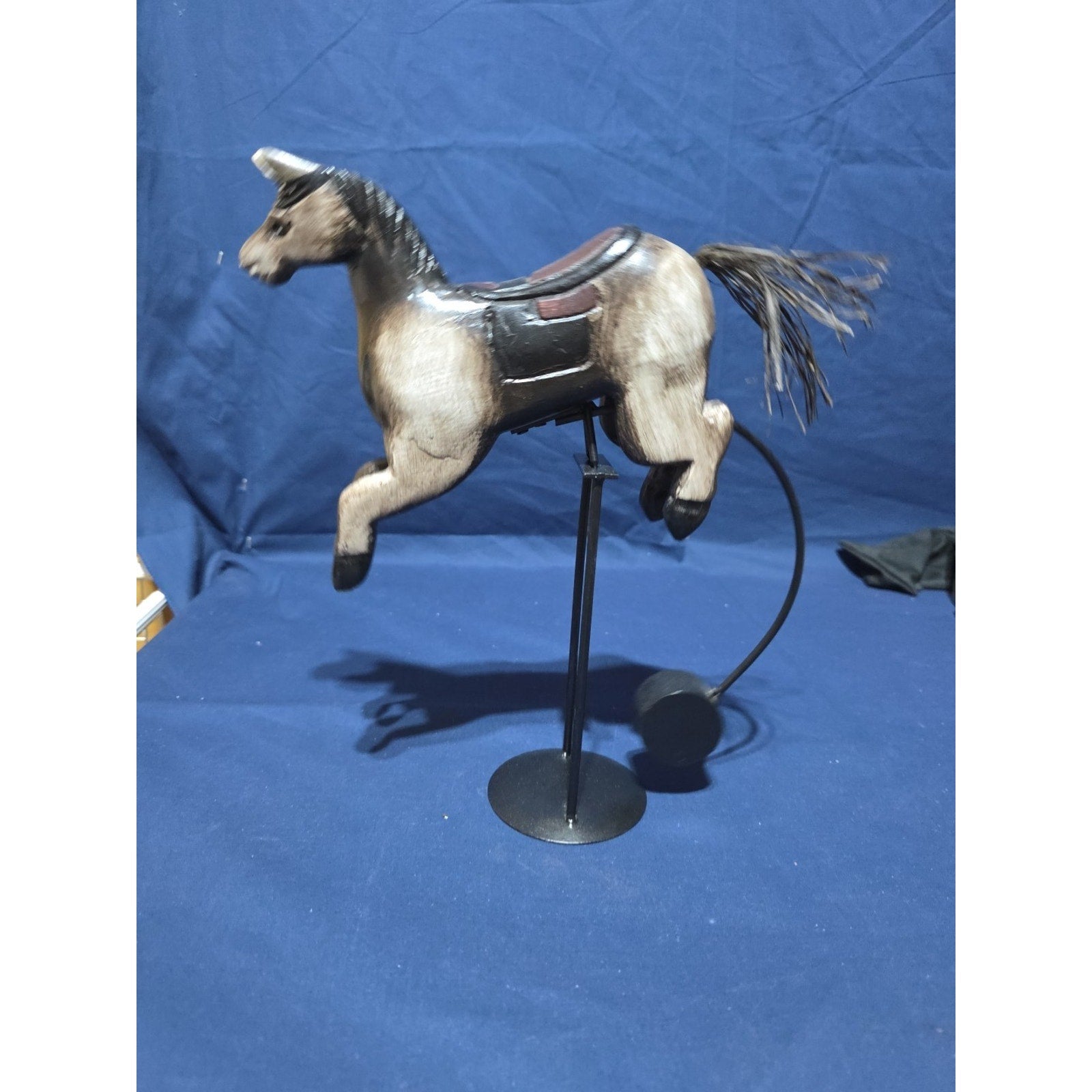 Hand Carved Wood Horse | Perpetual Motion Balancing Display | Vintage 12” High