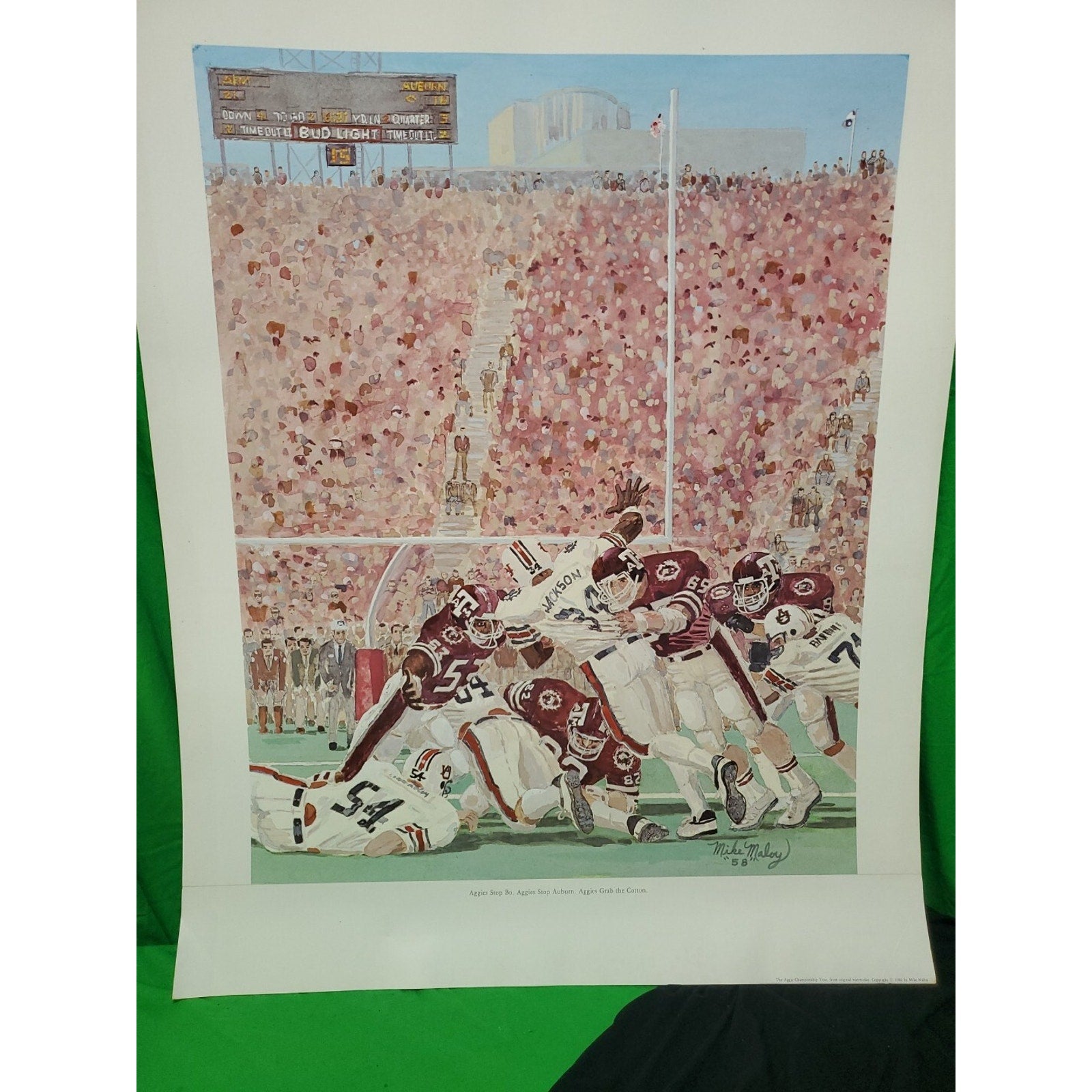 1986 Cotton Bowl Signed Litho 27 x 21 1/4 Original Football Man Cave Texas A&M