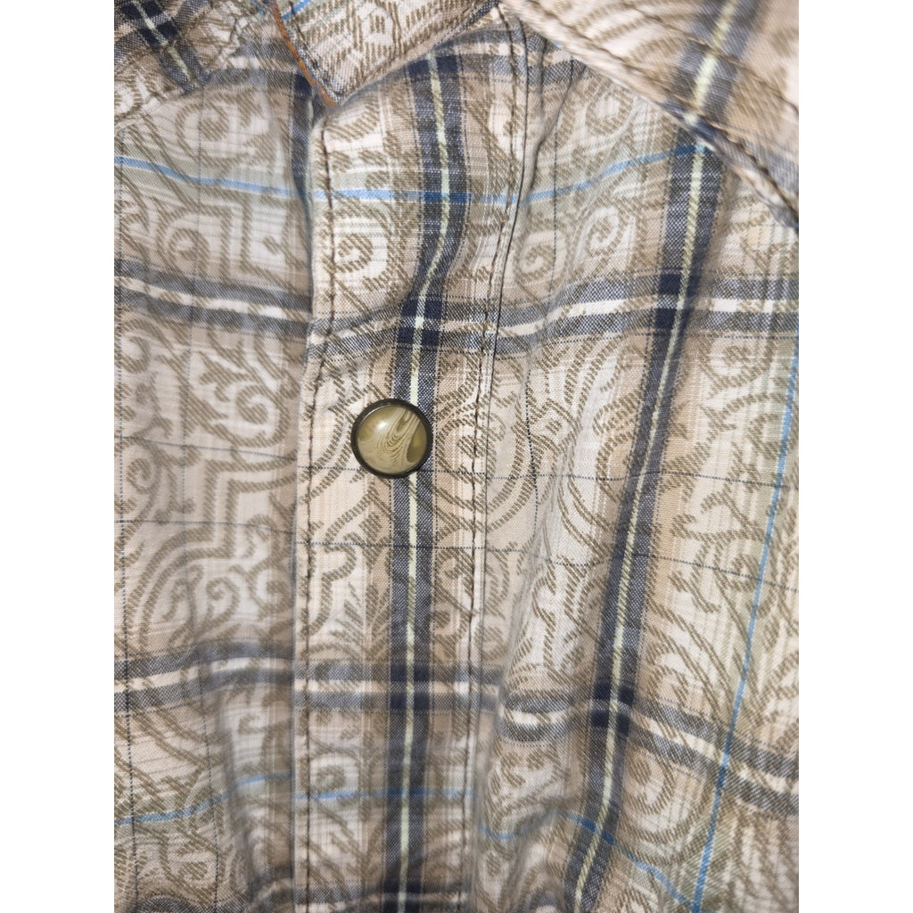 Wrangler Retro Mens Snap Button Up Western Shirt Size Medium Plaid Rodeo Cowboy