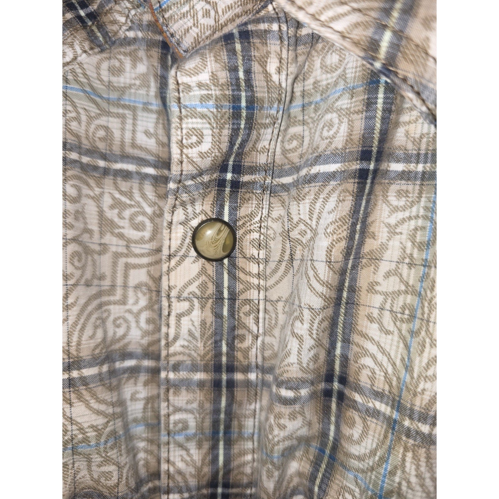 Wrangler Retro Mens Snap Button Up Western Shirt Size Medium Plaid Rodeo Cowboy