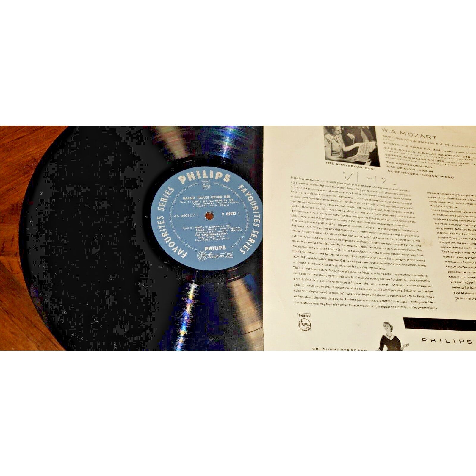 Mozart - Violin Sonata Kv 301 304 378 379 Das Amsterdamer Duo 1956 S04012L Rare