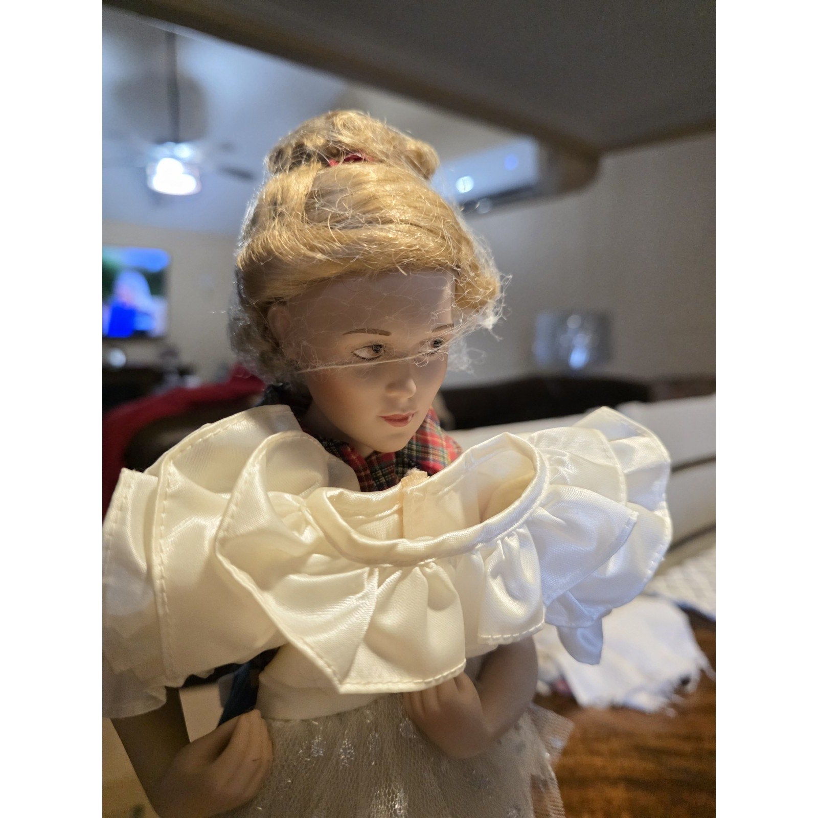 Norman Rockwell The Prom Doll 1988 Curtis Porcelain 17” w/ Dress Stand Mirror