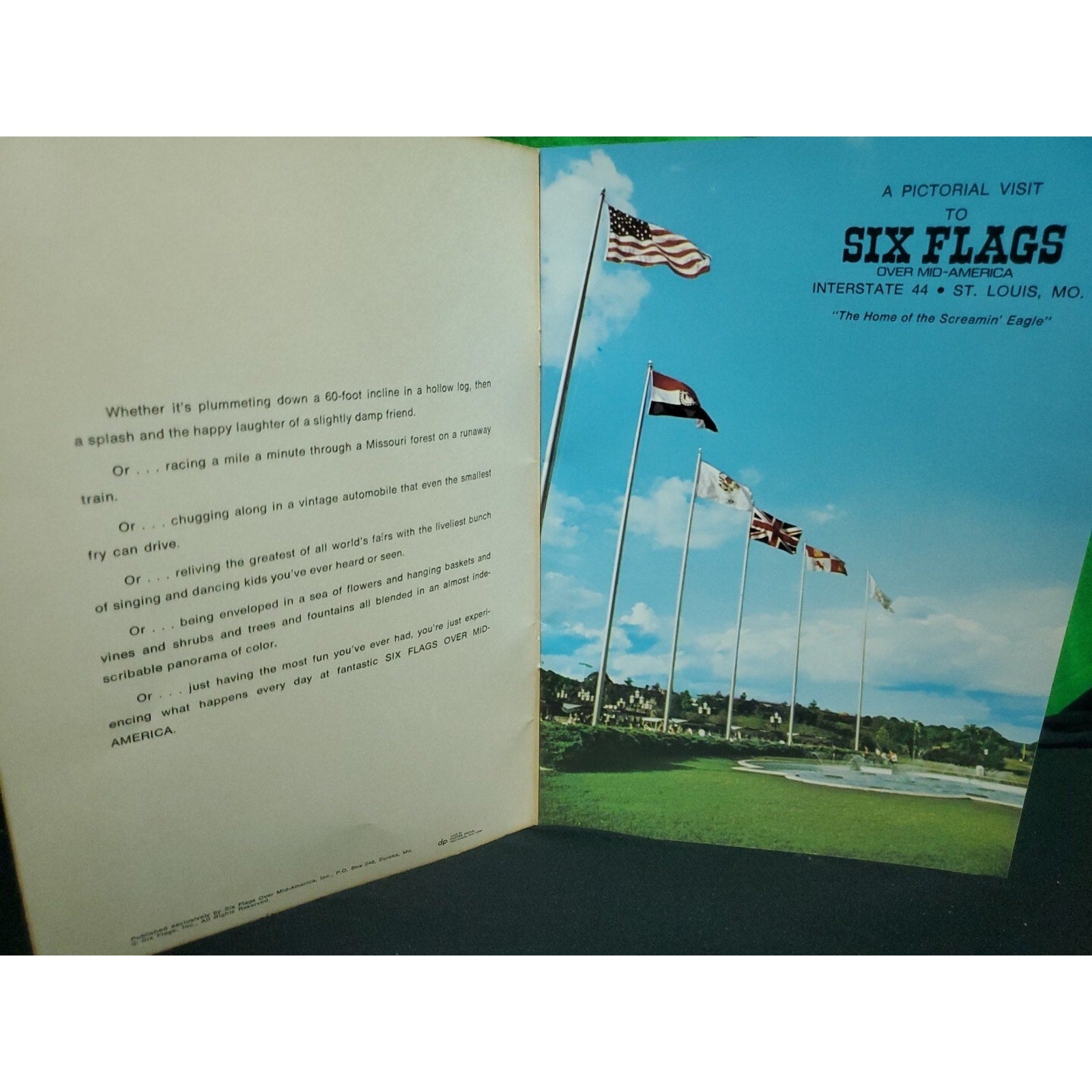Vintage Six Flags Over Mid-America Pictorial Visit Souvenir Book Screamin Eagle