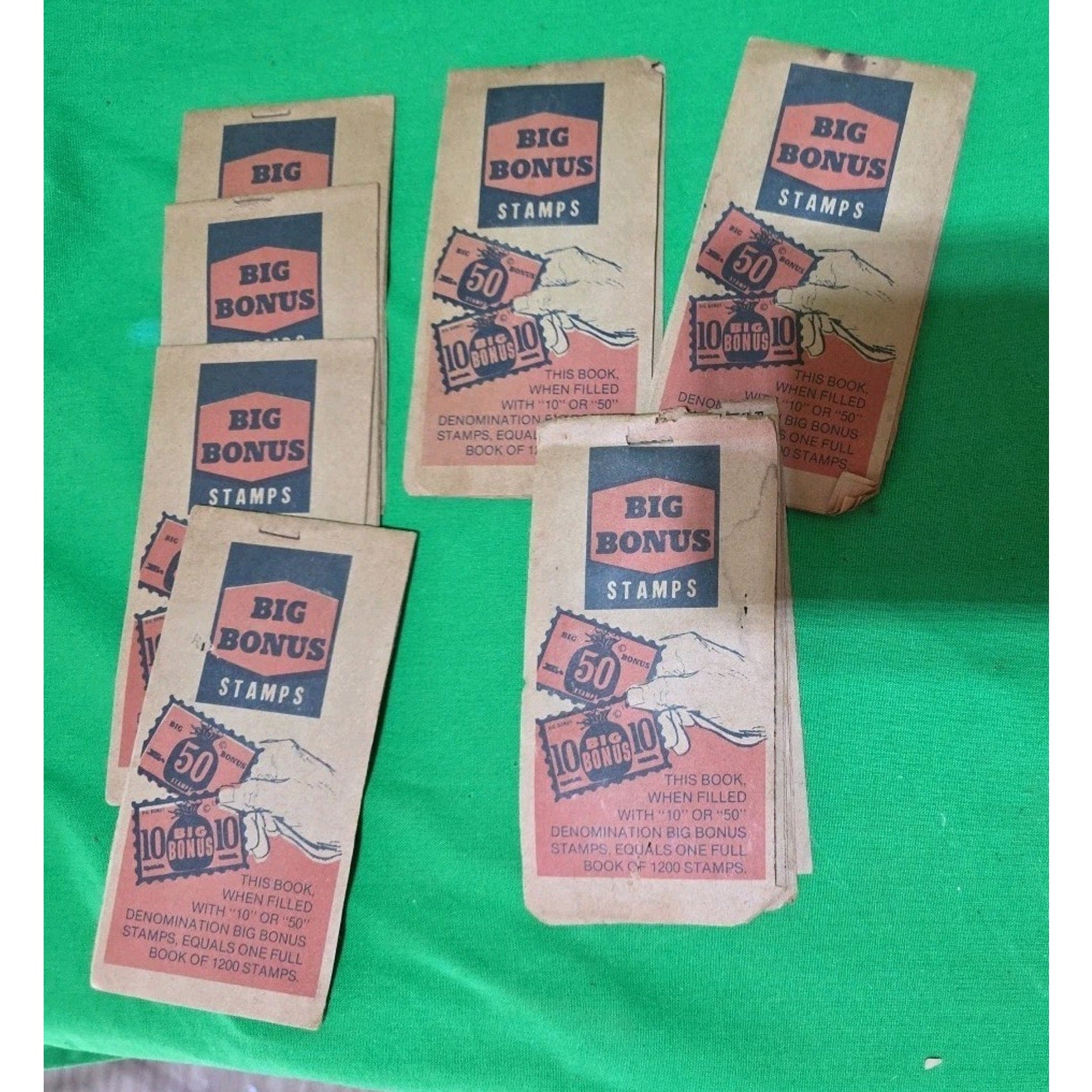 VTG Lot Big Bonus Savings Stamp Books With Stamps VTG 1960"s Houston TX