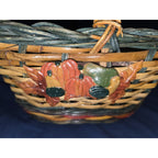 Vtg Natural Woven Fall Thanksgiving Basket - Bamboo Wicker Rattan 11 x 9 x 6