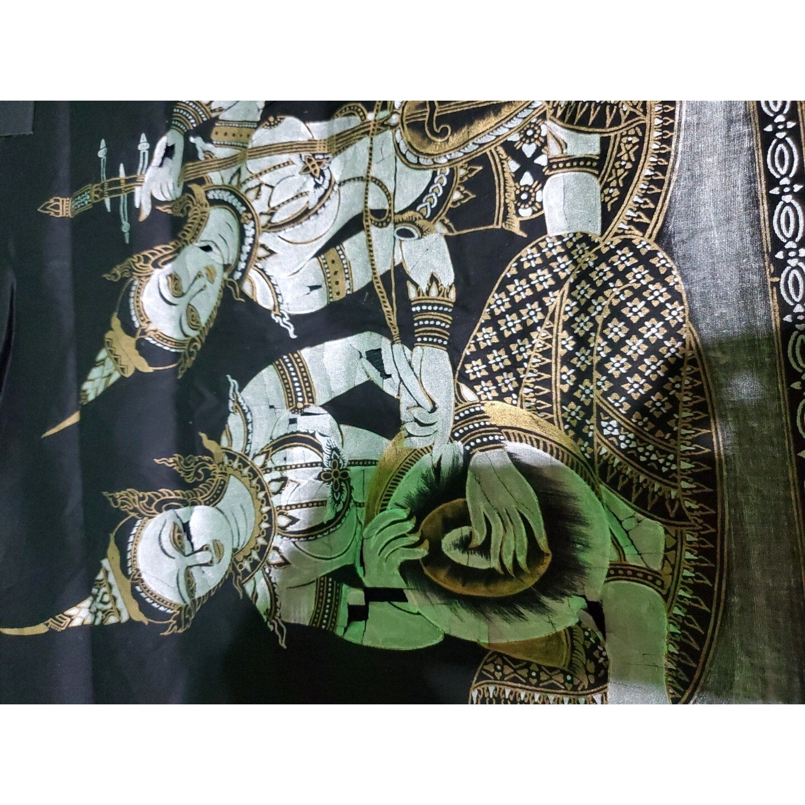 Set Of 2 Vintage Bali Hindu goddesses Ganesh & Saraswati painting on silk