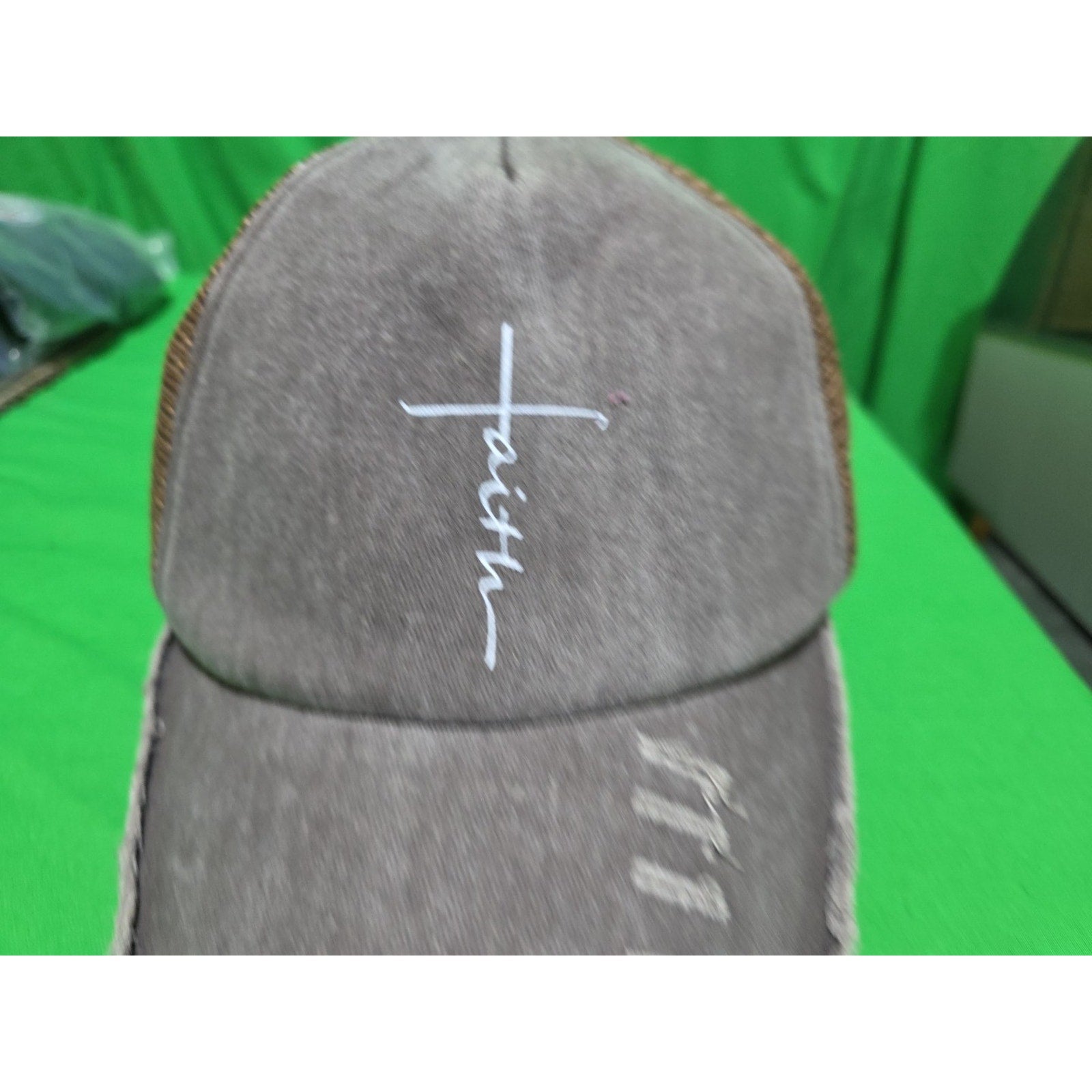 Distressed Faith Trucker Hat Baseball Cap Mesh Back Denim Christian USA
