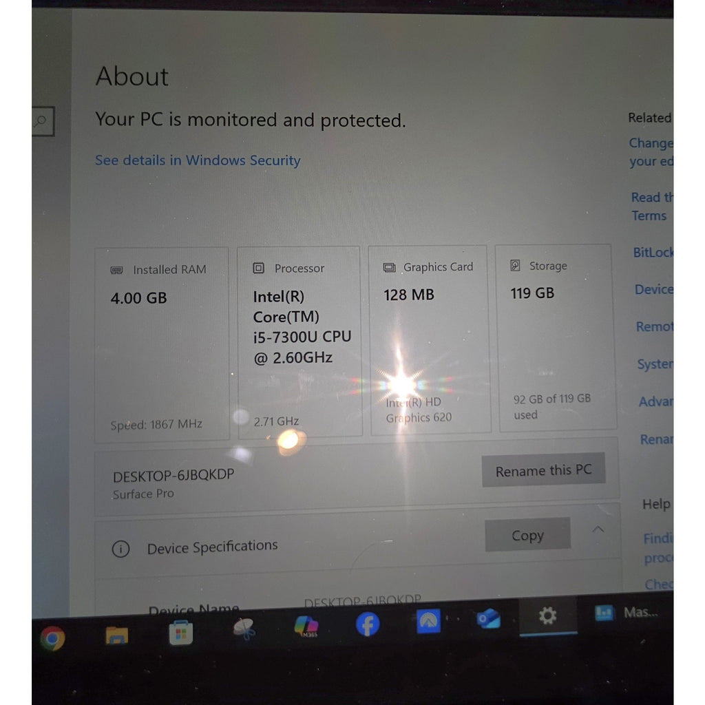 Microsoft Surface Pro 5 1796 12.3" | 2.60GHz Core i5-7300U | 8GB PC3 | 256GB SSD